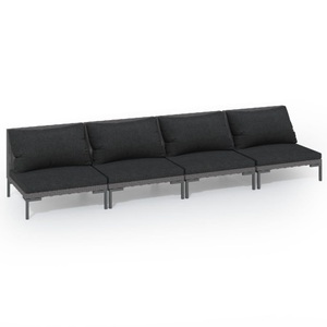 vidaXL, vidaXL 4-tlg. Garten-Lounge-Set mit Kissen Poly Rattan Dunkelgrau, vidaXL 4-tlg. Garten-Lounge-Set mit Kissen Poly Rattan Dunkelgrau