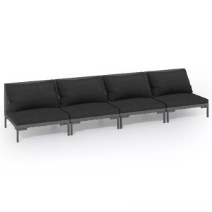 vidaXL, vidaXL 4-tlg. Garten-Lounge-Set mit Kissen Poly Rattan Dunkelgrau