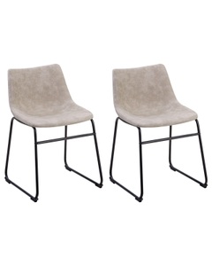 Beliani, Beliani Stuhl beige 2er Set BATAVIA, Beliani - Esszimmerstuhl 2er Set aus Polyester Modern BATAVIA, One Size, Perle