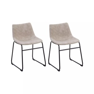 Beliani, Beliani Stuhl beige 2er Set BATAVIA, Beliani - Esszimmerstuhl 2er Set aus Polyester Modern BATAVIA, One Size, Perle