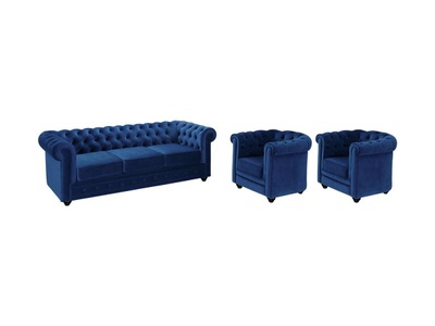 Vente-unique, Couchgarnitur 3+CHESTERFIELD Samt Couchgarnitur 3+CHESTERFIELD Samt, 