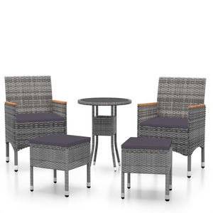 vidaXL, vidaXL 5-tlg. Garten-Lounge-Set Poly Rattan Grau, vidaXL 5-tlg. Garten-Lounge-Set Poly Rattan Grau