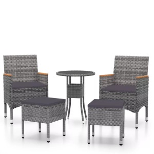 vidaXL, vidaXL 5-tlg. Garten-Lounge-Set Poly Rattan Grau, vidaXL 5-tlg. Garten-Lounge-Set Poly Rattan Grau