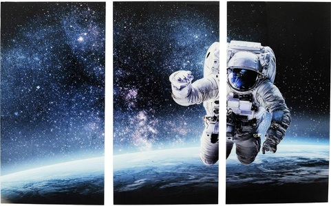 Kare Design, Bild Glas Triptychon Man in Space 160x240cm, Bild Glas Triptychon Man in Space 160x240cm