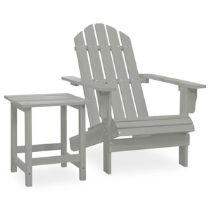 vidaXL, vidaXL Adirondack-Gartenstuhl mit Tisch Massivholz Tanne Grau