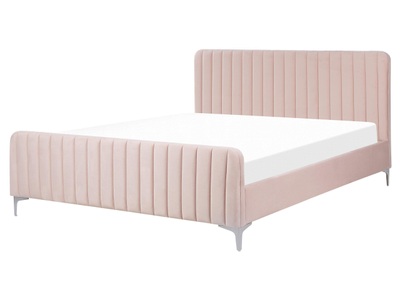 Beliani, Bett mit Lattenrost aus Samtstoff Modern LUNAN Bett mit Lattenrost aus Samtstoff Modern LUNAN, Beliani - Bett mit Lattenrost aus Samtstoff Modern LUNAN, 160X200CM, Puderrosa