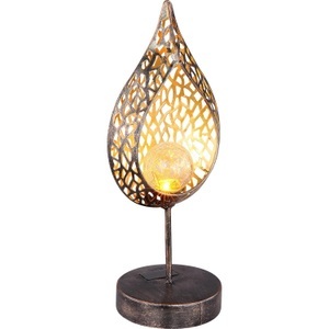 mutoni light, Solarleuchte Metall gold patiniert 1xLED, LED-Solarleuchte 33528 in Blattform