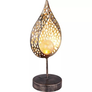 mutoni light, Solarleuchte Metall gold patiniert 1xLED, LED-Solarleuchte 33528 in Blattform