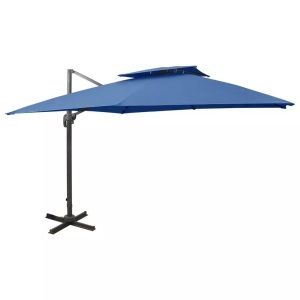 vidaXL, vidaXL Ampelschirm mit Lüftung 300x300 cm Azurblau, vidaXL Ampelschirm mit Lüftung 300x300 cm Azurblau