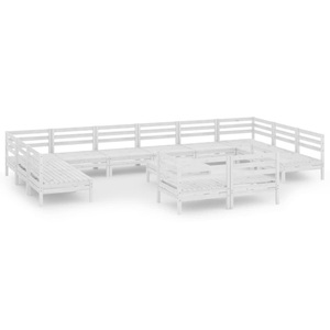 vidaXL, vidaXL 13-tlg. Garten-Lounge-Set Weiß Massivholz Kiefer