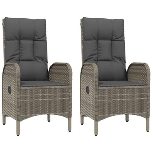 vidaXL, vidaXL Gartenstühle 2 Stk. Poly Rattan Grau