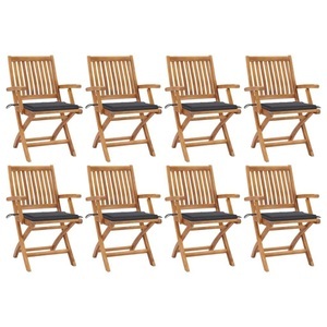 vidaXL, vidaXL Klappbare Gartenstühle mit Kissen 8 Stk. Massivholz Teak