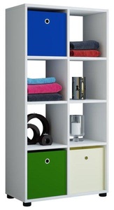 VCM, Holz Stand Regal Bücherregal Deko Bücher Standregal Raumteiler Benas-2x4 Holz Stand Regal Bücherregal Deko Bücher Standregal Raumteiler Benas-2x4, VCM - Holzregal stehend | platzsparendes Regal Maße: H. 123 x B. 60 T. 30 cm| Elegantes Aufbewahrungsregal Standregal Benas- 2x4, One Size, Weiss
