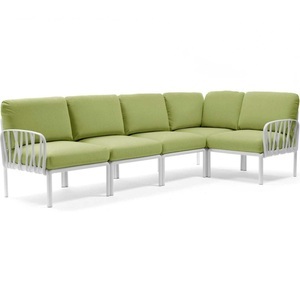 Nardi, Nardi - 5-Sitzer Sofa Komodo Weiss-Grün (135,5 x 294 x 78/154 cm), Gartenlounge Komodo (5-tlg) weiss avocado