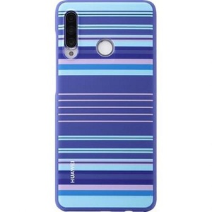 Huawei, Huawei P30 Lite Hardcase Hülle PU Case Stripped Blue (51993075), Huawei - P30 Lite - Polycarbonat Schutzhülle, Blau