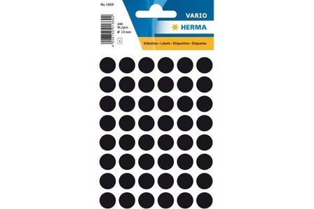 undefined, HERMA Multi-purpose labels ø 12mm black 240 pcs selbstklebendes Etikett 240 Stück(e), HERMA Markierungspunkte 13mm 1869 schwarz 240 Stück