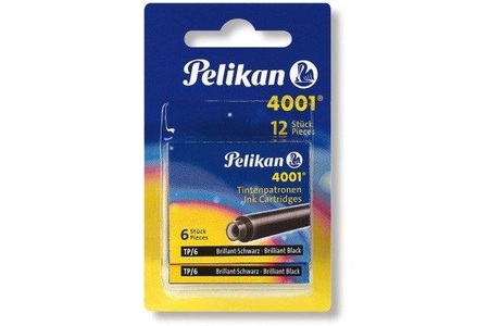 Pelikan, PELIKAN Tintenpatrone TP/6/2/B schwarz 12 Stück, Blister, Pelikan Tintenpatronen 4001® mit 2 x 6er Set Standard-Patronen, Brillant-Schwarz