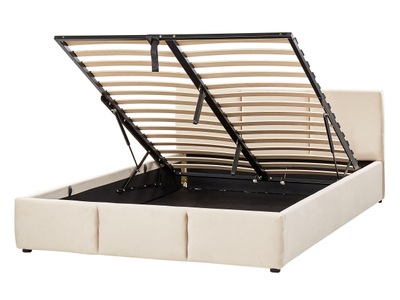 Beliani, Bett mit Bettkasten aus Samtstoff BOUSSE Bett mit Bettkasten aus Samtstoff BOUSSE, Beliani - Bett mit Stauraum aus Samtstoff BOUSSE, 140x200 cm, Baumnuss