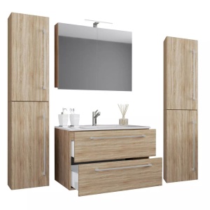 MID.YOU, MID.YOU Badezimmer , Badinos , 146 cm , 000657023338, VCM - 5-tlg. Badmöbel Set Badinos, 80cm, Beige Medium