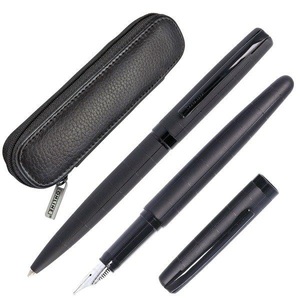 Online, ONLINE Geschenkset Eleganza M 34573 black, Lederetui, Online Füllfederhalter und Kugelschreiber Eleganza 34573 Blau, Schwarz Medium Geschenkset