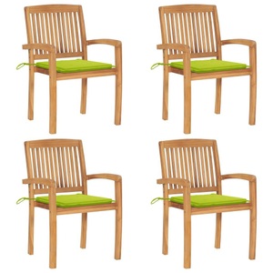 vidaXL, vidaXL Stapelbare Gartenstühle mit Kissen 4 Stk. Massivholz Teak, 