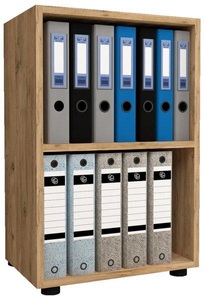 VCM, Holz Büro Stand Regal Bücher Ordner Aktenregal Ordnerregal Bücherregal Ulas 2f Holz Büro Stand Regal Bücher Ordner Aktenregal Ordnerregal Bücherregal Ulas 2f, Aktenregal Ulas, 2 Ordnerhöhen, 1 Fachboden, für ca. 12 Ordner, B 490 x T 320 x H 740 mm, Holz, Honig-Eiche