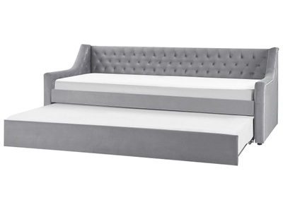 Beliani, Bett Mit Lattenrost Aus Samtstoff Glamourös Montargis Unisex 90x200 cm, Beliani - Bett mit Lattenrost aus Samtstoff Modern MONTARGIS, 90x200 cm, Rauch