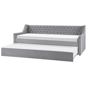 Beliani, Bett Mit Lattenrost Aus Samtstoff Glamourös Montargis Unisex 90x200 cm, Beliani - Bett mit Lattenrost aus Samtstoff Modern MONTARGIS, 90x200 cm, Rauch