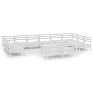 vidaXL, vidaXL 13-tlg. Garten-Lounge-Set Weiß Massivholz Kiefer