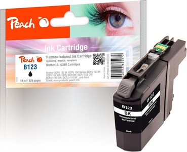 Peach, Tinte schwarz PI500-81, Peach B123 BK Druckerpatrone XL bk ersetzt Brother LC-123BK für z.B. Brother MFCJ 4410 DW, Brother DCPJ 552 DW, Brother MFCJ 6920 DW, Brother DCPJ 150