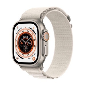 Apple, APPLE Watch Ultra (GPS + Cellular) 49 mm - Smartwatch (Large 165 - 210 mm, Zwei Gewebeschichten, Titanium/Starlight), Apple Watch Ultra GPS + Cell 49mm Titangehäuse Alpine Loop L