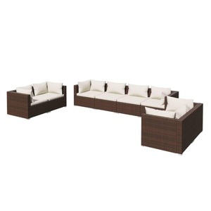 vidaXL, vidaXL 8-tlg. Garten-Lounge-Set mit Kissen Poly Rattan Braun, vidaXL 8-tlg. Garten-Lounge-Set mit Kissen Poly Rattan Braun