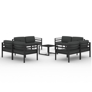 vidaXL, vidaXL 9-tlg. Garten-Lounge-Set mit Kissen Aluminium Anthrazit