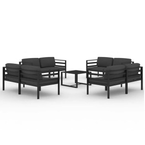 vidaXL, vidaXL 9-tlg. Garten-Lounge-Set mit Kissen Aluminium Anthrazit