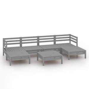 vidaXL, vidaXL 7-tlg. Garten-Lounge-Set Grau Kiefer Massivholz, vidaXL 7-tlg. Garten-Lounge-Set Grau Massivholz Kiefer