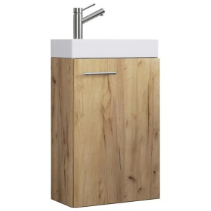 MID.YOU, MID.YOU Gästebad 40,5 cm , Slito , Weiss , Holzwerkstoff , 40.5 cm , melaminharzbeschichtet,Nachbildung , stehend , 000657008617, VCM - 2-tlg Badmöbel Set Gäste WC Gästebad Waschplatz Waschtisch klein schmal Slito, 41cm, Beige Medium
