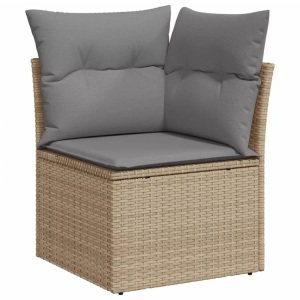 vidaXL, vidaXL Garten-Ecksofa mit Kissen Beige Poly Rattan