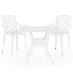 vidaXL, vidaXL 3-tlg. Bistro-Set Aluminiumguss Weiß, vidaXL 3-tlg. Bistro-Set Aluminiumguss Weiß