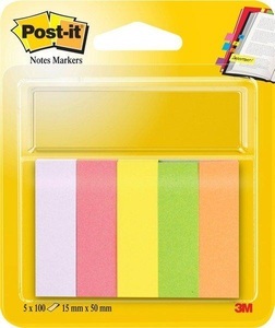 POST-IT, Post-it Haftnotiz 670-5 15 mm x 50 mm Neongelb, Neonpink, Neongrün, Neonorange, Neonviolett 500 Blatt, 3M Post-it Marker, 15mm x 55mm, 5-farbig, 670/5, (5 x 100 Blatt)