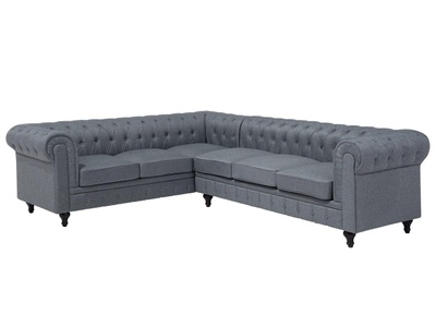 Beliani, Beliani Ecksofa Polsterbezug hellgrau rechtsseitig CHESTERFIELD, 