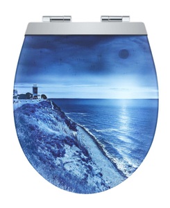 Diaqua, Diaqua - Toilettensitz Menton LED Night Beach Blau, diaqua® WC-Sitz »Menton Night Beach Absenkautomatik, Blau«