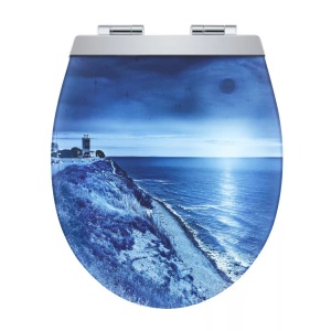 Diaqua, Diaqua - Toilettensitz Menton LED Night Beach Blau, diaqua® WC-Sitz »Menton Night Beach Absenkautomatik, Blau«