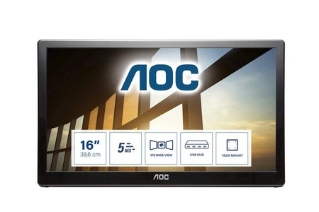 AOC, AOC I1659FWUX LCD-Monitor 39.6 cm (15.6 Zoll) 1920 x 1080 Pixel Full HD 5 ms USB 3.0 IPS LCD, 