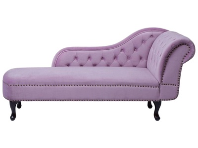 Beliani, Beliani Chaiselongue Samtstoff rosa rechtsseitig NIMES, 