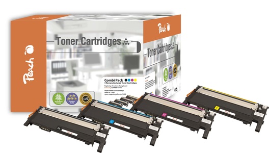 Peach, Peach Spar Pack Tonermodule kompatibel zu Samsung CLT-406S-series, Peach S406 4 Toner (bk, c/m/y) ersetzt Samsung CLT-P406C/ELS, SU375A für z.B. Samsung Xpress C 460 FW, Samsung Xpress C 460 W, Samsung CLP -360