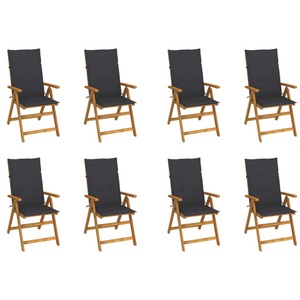 vidaXL, vidaXL Klappbare Gartenstühle mit Kissen 8 Stk. Massivholz Akazie, vidaXL Klappbare Gartenstühle mit Kissen 8 Stk. Massivholz Akazie