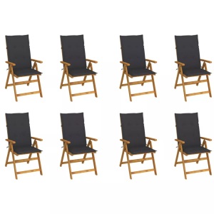 vidaXL, vidaXL Klappbare Gartenstühle mit Kissen 8 Stk. Massivholz Akazie, vidaXL Klappbare Gartenstühle mit Kissen 8 Stk. Massivholz Akazie