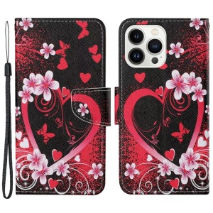 Cover-Discount, iPhone 15 Pro Max - Leder Etui Hülle Herz, Cover-Discount - iPhone 15 Pro Max Handyhülle Motiv, Weiss