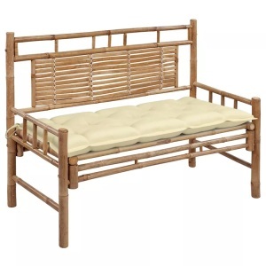 vidaXL, vidaXL Gartenbank mit Auflage 120 cm Bambus, vidaXL Gartenbank mit Auflage 120 cm Bambus
