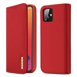 Apple, Dux Ducis - iPhone 12 / iPhone 12 Pro Flip Wallet Cover Echtleder Tasche Wish Series - Rot, 